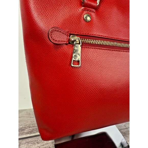 Coach Zip Top F36632 Red Crossgrain Leather Tote Bag EXCELLENT - Picture 9 of 16